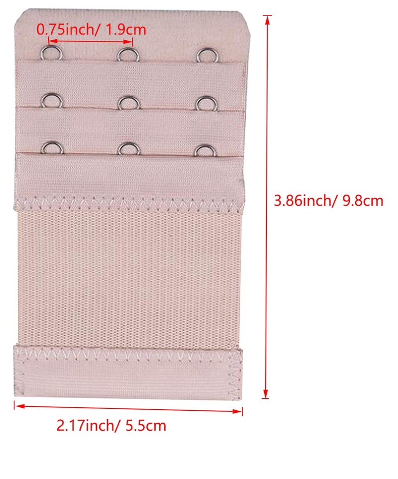 KTOBTEL Bra Extender 3 Hooks 3 Rows Elastic Bra Band Hook Strap Extensions for Women, Pack of 4 (Beige) - Image 3